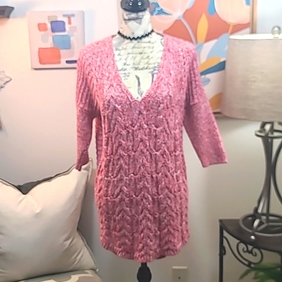 Express V Neck hi low Chunky knit sweater - Picture 1 of 8